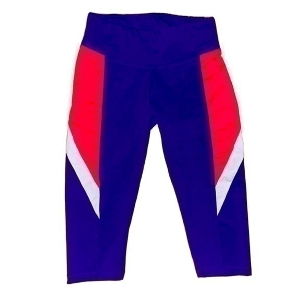 Kathyana bright contrast crop leggings tights capri fitness L gently preloved